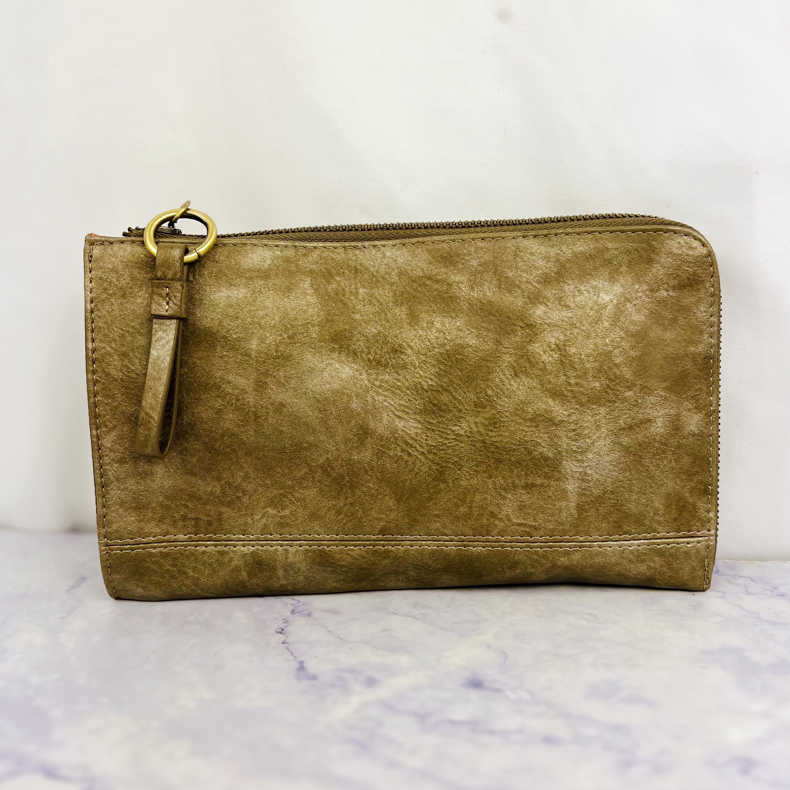 Faux Suede Convertible Wristlet & Wallet