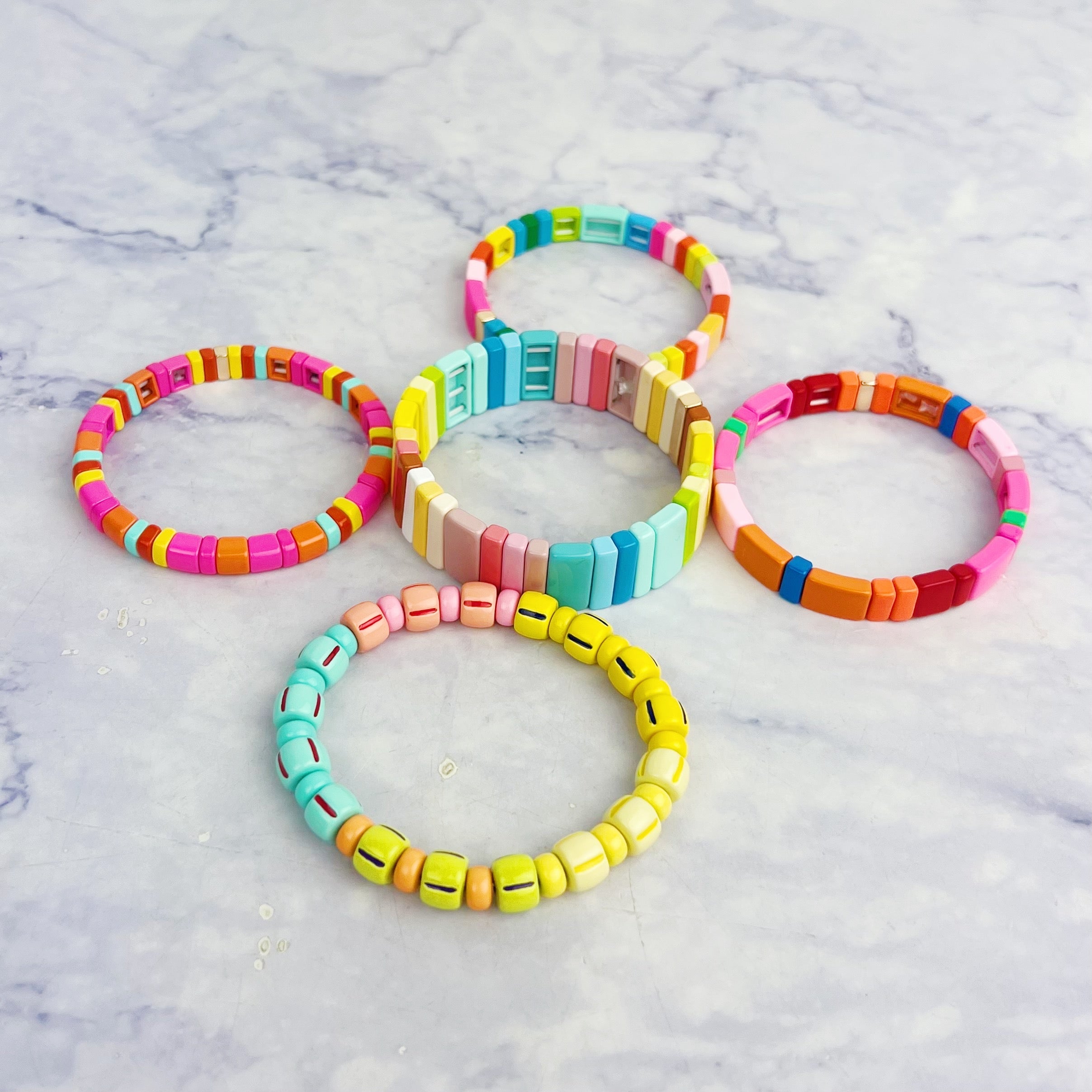 Neon Pink Tile Bracelet