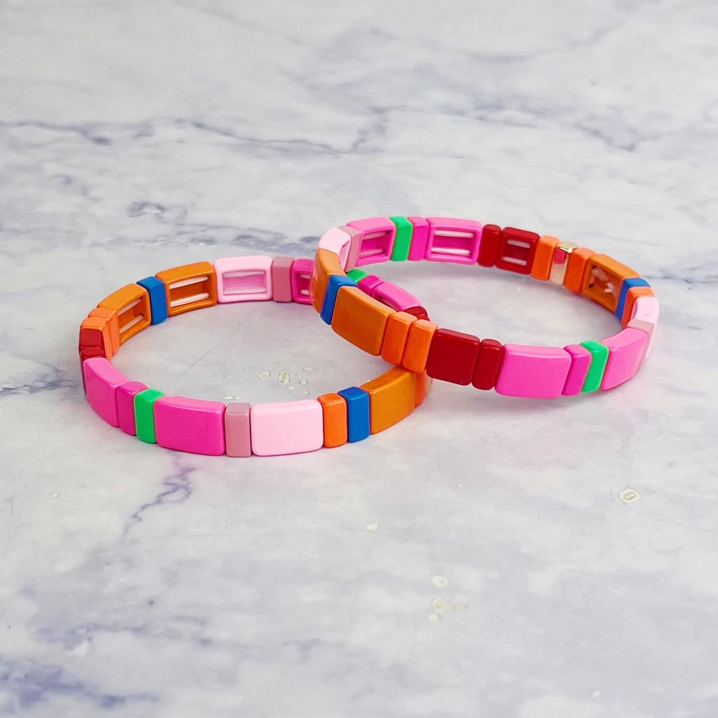 Neon Pink Tile Bracelet