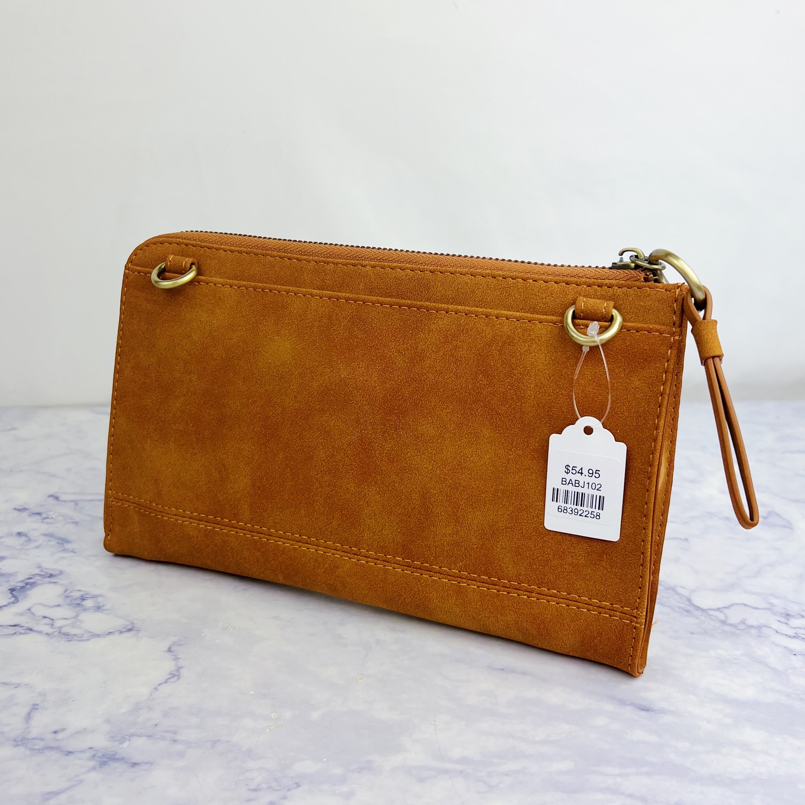 Toffee Faux Suede Convertible Wristlet & Wallet