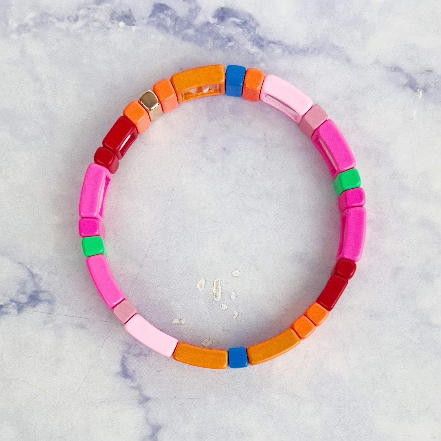 Neon Pink Tile Bracelet