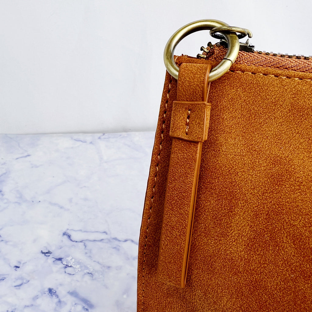 Toffee Faux Suede Convertible Wristlet & Wallet