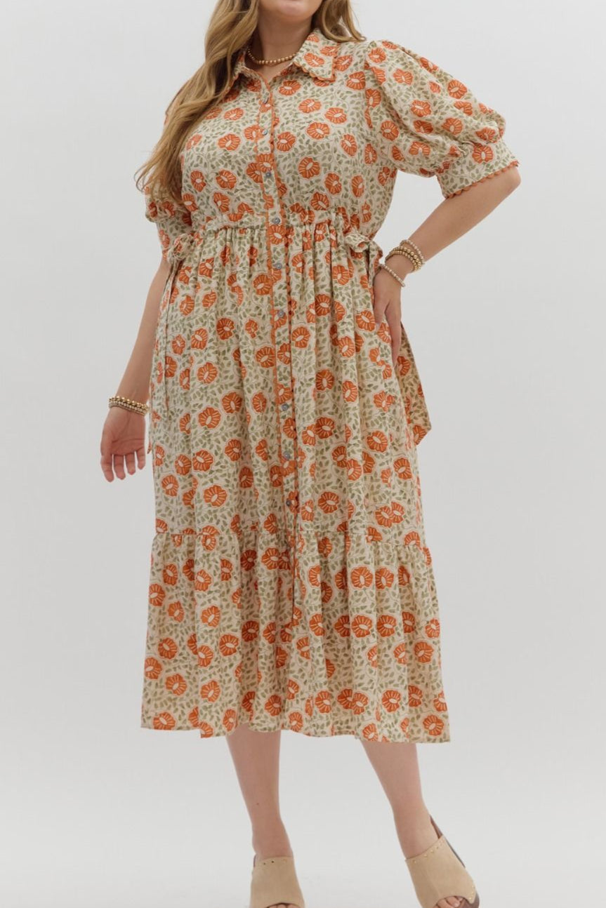Floral Print Button Dress